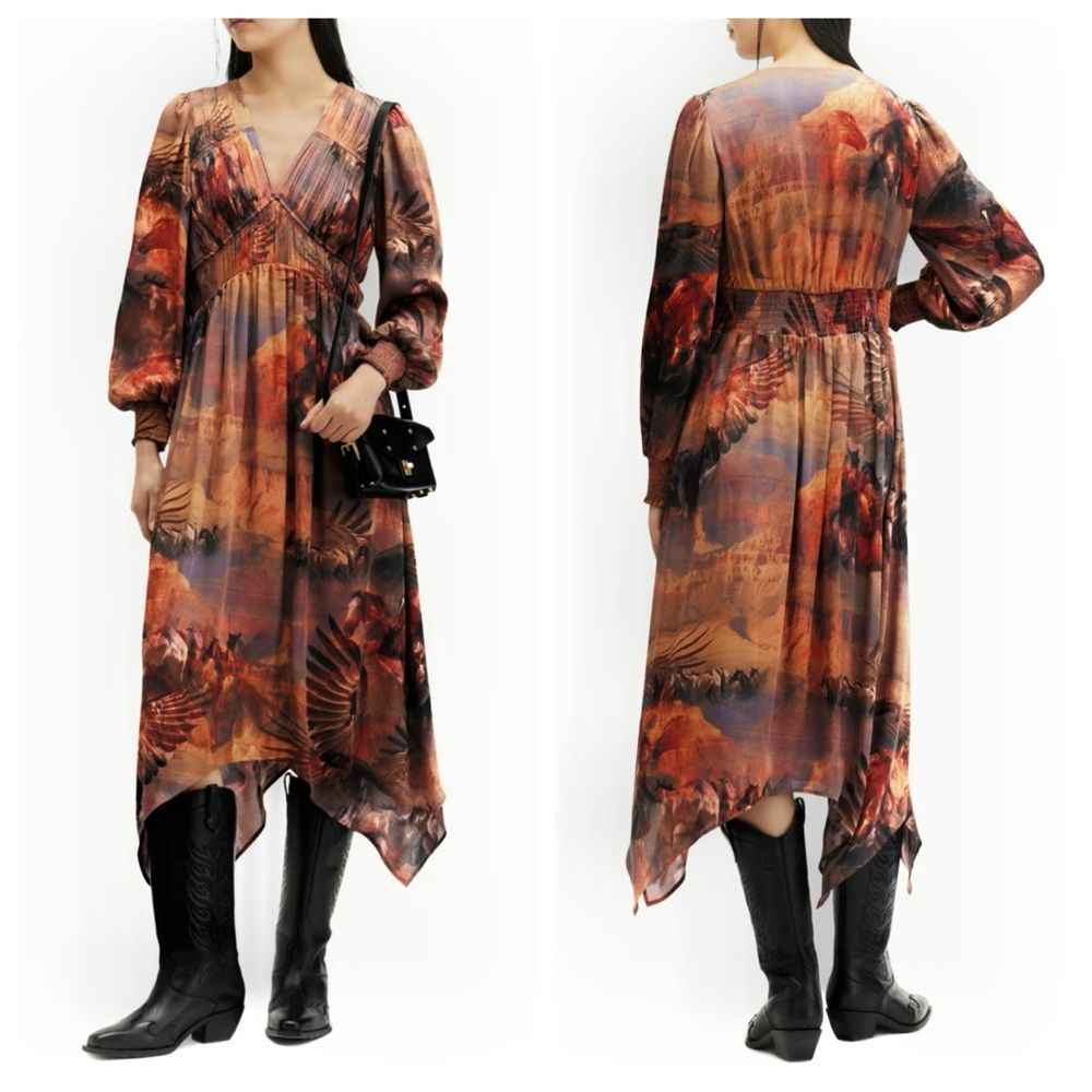 All Saints Dress Horses Horse Girl Estelle Colca Canyon Purple Printed NWT 2
